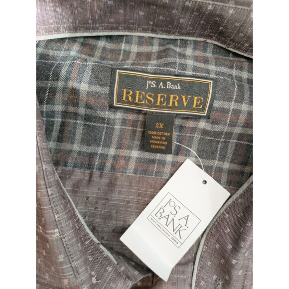 Jos A. Bank Reserve Shirt Mens 2X Big Button-Down Purple Traditional Fit Geometr - Picture 2 of 10